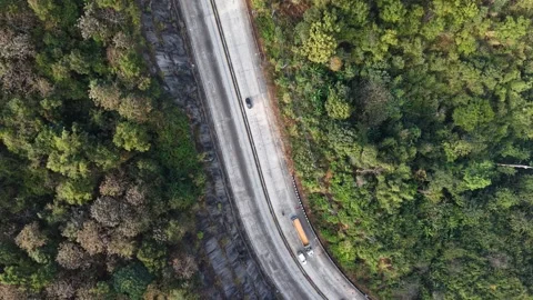 Winding Forest Road from Above Stock Footage 327508527