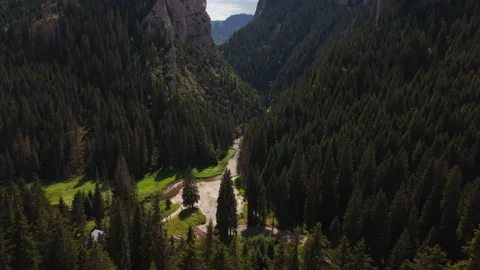 Winding Gorge Road Beneath Dramatic Limestone Peaks Stock Footage 347712992