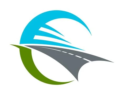 Winding highway path graphic icon or symbol Stock Illustration