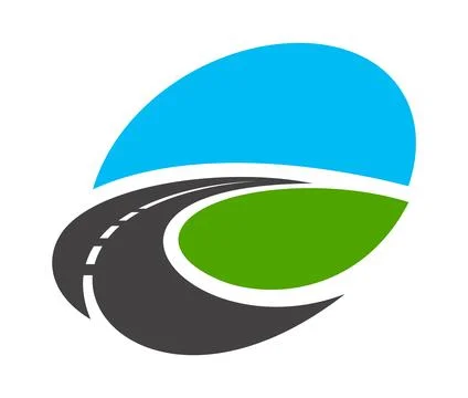 Winding highway pathway abstract icon or emblem Stock Illustration