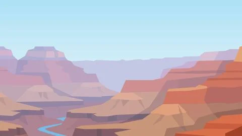Winding Memory Grand Canyon Flat Design Illustration Иллюстрация