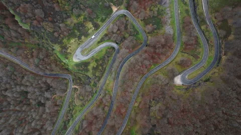 Winding mountain road from above Stock Footage 270150347