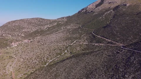 Winding Mountain Road and Hillside Village in Peloponnese, Greece Stock Footage 337864635