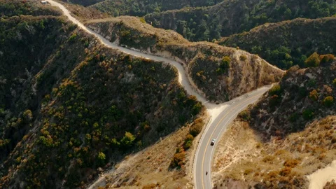 The Winding Mountain Road in the Angeles National Forest, CA Stock Footage