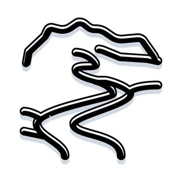 Winding mountain road path line illustration Illustrazione stock