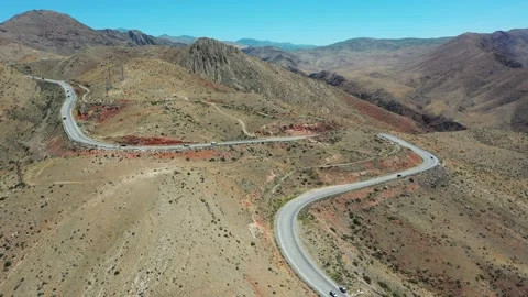 Winding mountain road, serpentine, top view. Aerial view. Mountain landscape Stock Footage 233604022