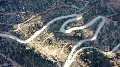 Winding mountain road, serpentine, top view. Aerial view. Mountain landscape Stock Footage 234317645