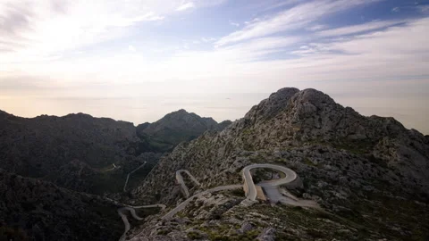 Winding Mountain Road with Sharp Curves Stock Footage 303641243