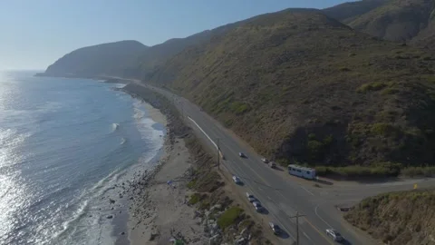 Winding Oceanside Pacific Coast Highway PCH California Drone Aerial Footage Видео 335425832