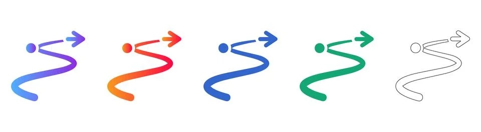Winding Path and Journey Progress Line Art Stock Illustration
