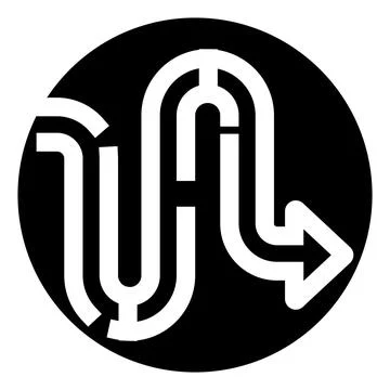 Winding path arrow icon indicating direction or complexity Illustrazione stock