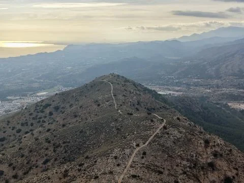Winding Path Leads To Mountain Outlook, Secluded Trail Offers Breathtaking Stock Photos