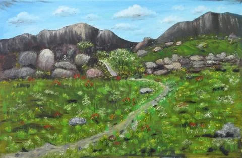 Winding path into the mountains Stock Photos