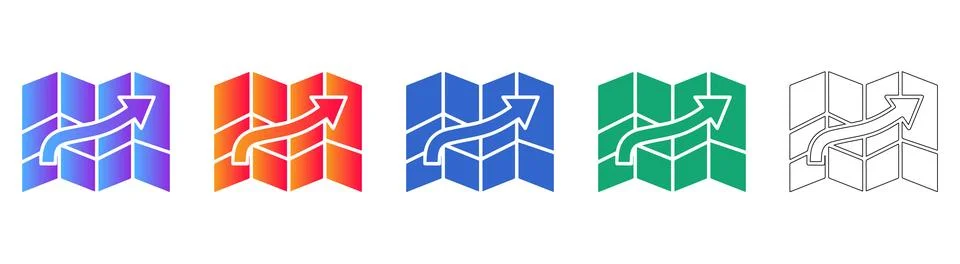 Winding Path Navigation Icons 库存插图