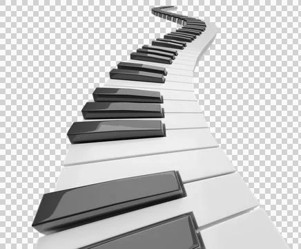 Winding path shaped like a piano isolated on white background. 3D illustratio Stock Illustration