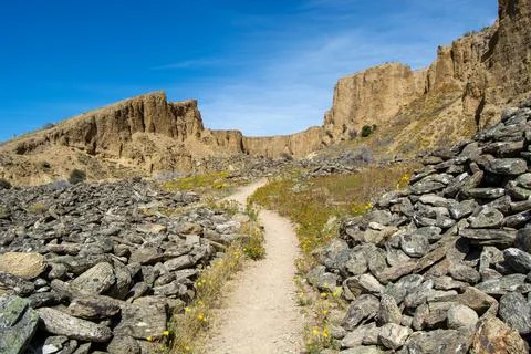 Winding Path Through Rocky Landscape Stock Photos