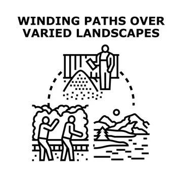 Winding paths over varied landscapes concept Ilustración de archivo