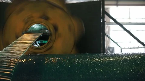 Winding polymeric webs on the support of high-voltage transmission lines Stock Footage 71507563