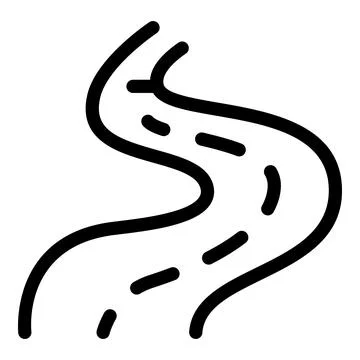 Winding river flowing through landscape icon Stock Illustration