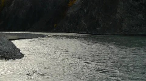 Winding River Flows Toward Camera Stock Footage 38091007