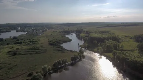 Winding river top view. Stock Footage 92464034
