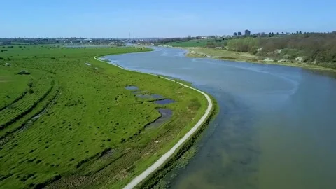 Winding River Train Drone Shot Stock Footage