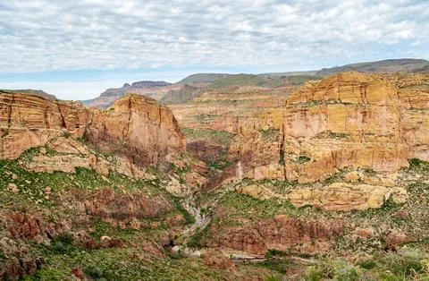 Winding River Valley at the Apache Trail Stock Photos