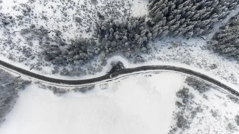 Winding road from above Foto stock