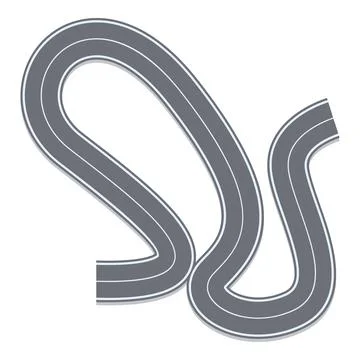 Winding road creating intersection on white background Illustrazione stock