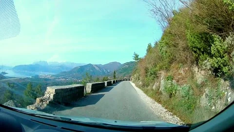 Winding Road Drive Over Boka Bay's Breathtaking Views Stock Footage 303235002