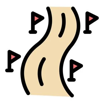 Winding road with flags marking the route, symbolizing a journey or goal イラスト素材