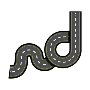 Winding road forming conceptual typography letters Stock Illustration