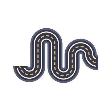 Winding road going to infinity through turns and curves Stock Illustration