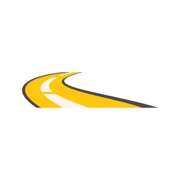 Winding road leading to unknown destination on white background Stock Illustration