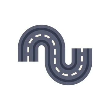 Winding road making a u turn on white background Stock Illustration