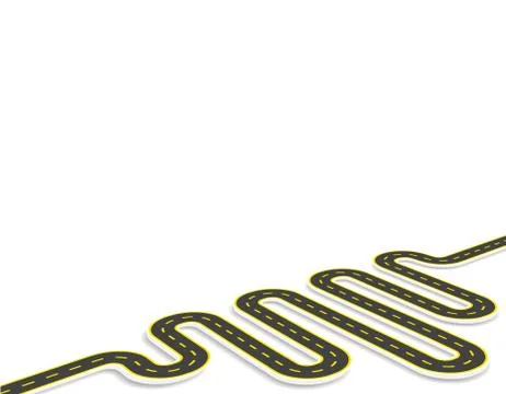 A winding road marked. View in perspective with shadow. illustration Stock Illustration