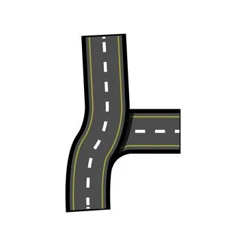 Winding road merging with straight path illustration Stock Illustration