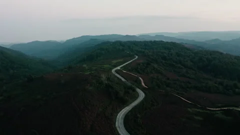 Winding road in the mountain at dusk Stock Footage 219848532