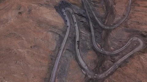 Winding Road in Mountain Pass drone view Stock Footage 308909999