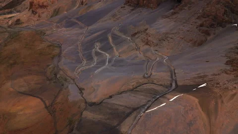 Winding Road in Mountain Pass drone view Stock Footage 308911576
