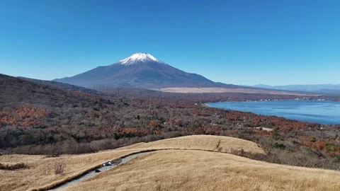 Winding Road | Mt. Fuji | Autumn - 4K Aerial Video Stock Footage 329054572