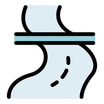 Winding road passing under a bridge, infrastructure and transportation icon イラスト素材
