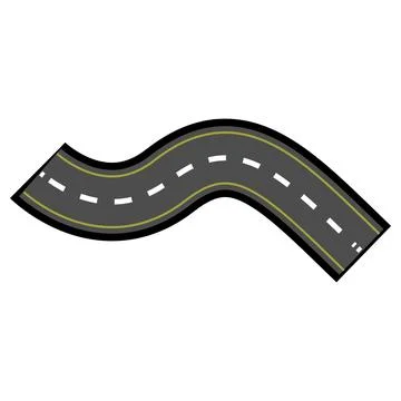 Winding road path with dashed white lines Stock Illustration