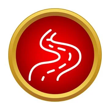 Winding road path icon in a red circle Stock Illustration