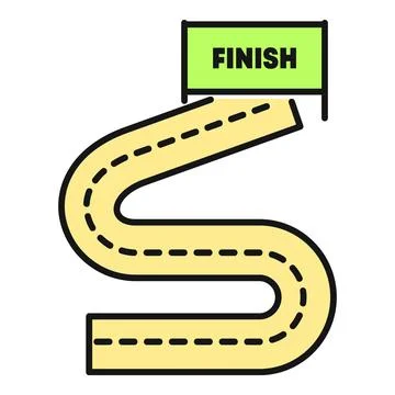 Winding road path reaching finish line goal Stock Illustration