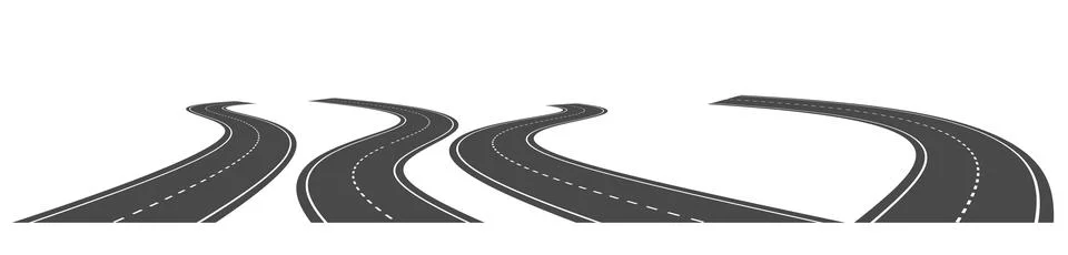 Winding road perspective set isolated on white Stock Illustration