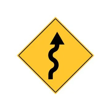 Winding Road Sign Warning Stock Illustration