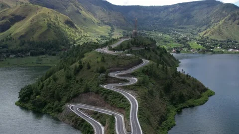 Winding road with steep bends Sibea-bea hills Stock Footage 166137735