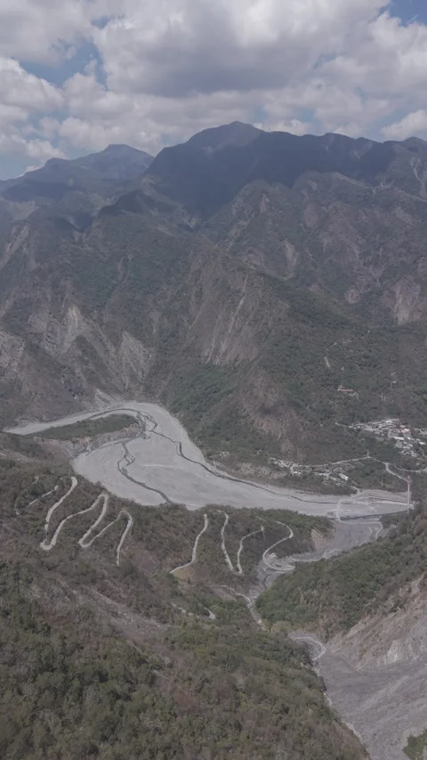 Winding Road Through Remote Mountain River Stock Footage 331573422