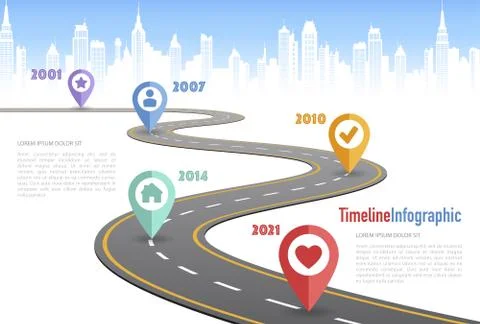 Winding road timeline concept Illustrazione stock